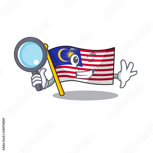 Detective flag malaysia cartoon isolated with character