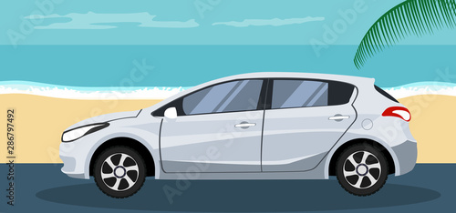 Background of a Hatchback on the beach in summer © Ipajoel