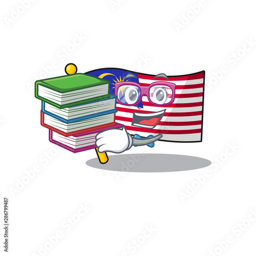 Student with book malaysia mascot flag kept in cupboard