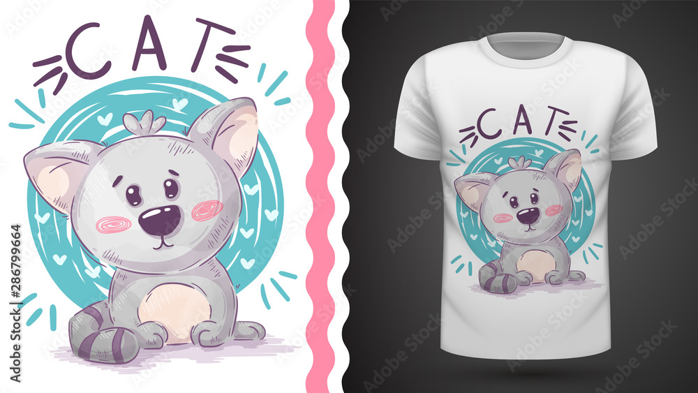 Water color cat - idea for print t-shirt