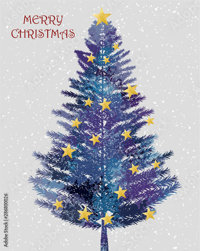 クリスマスツリー　クリスマス　木　もみの木　クリスマス　イベント　大木　星　オーナメント　水彩風