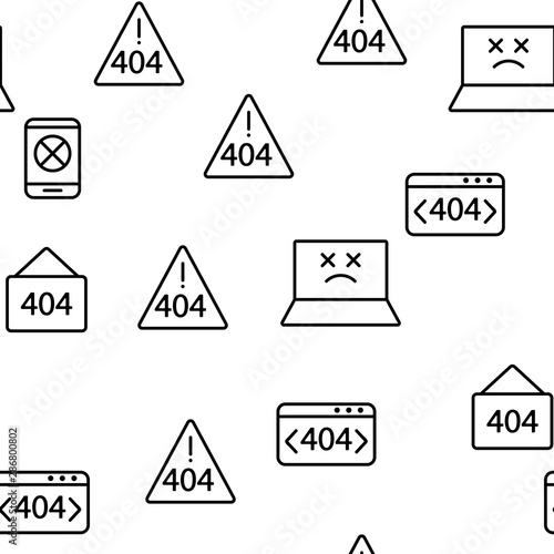 404 HTTP Error Message Vector Seamless Pattern Contour Illustration
