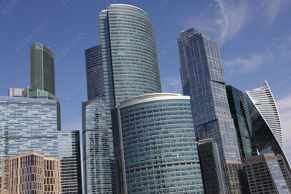 Russian Skyscrapers, Modern office buildings of big city Moscow, business center district