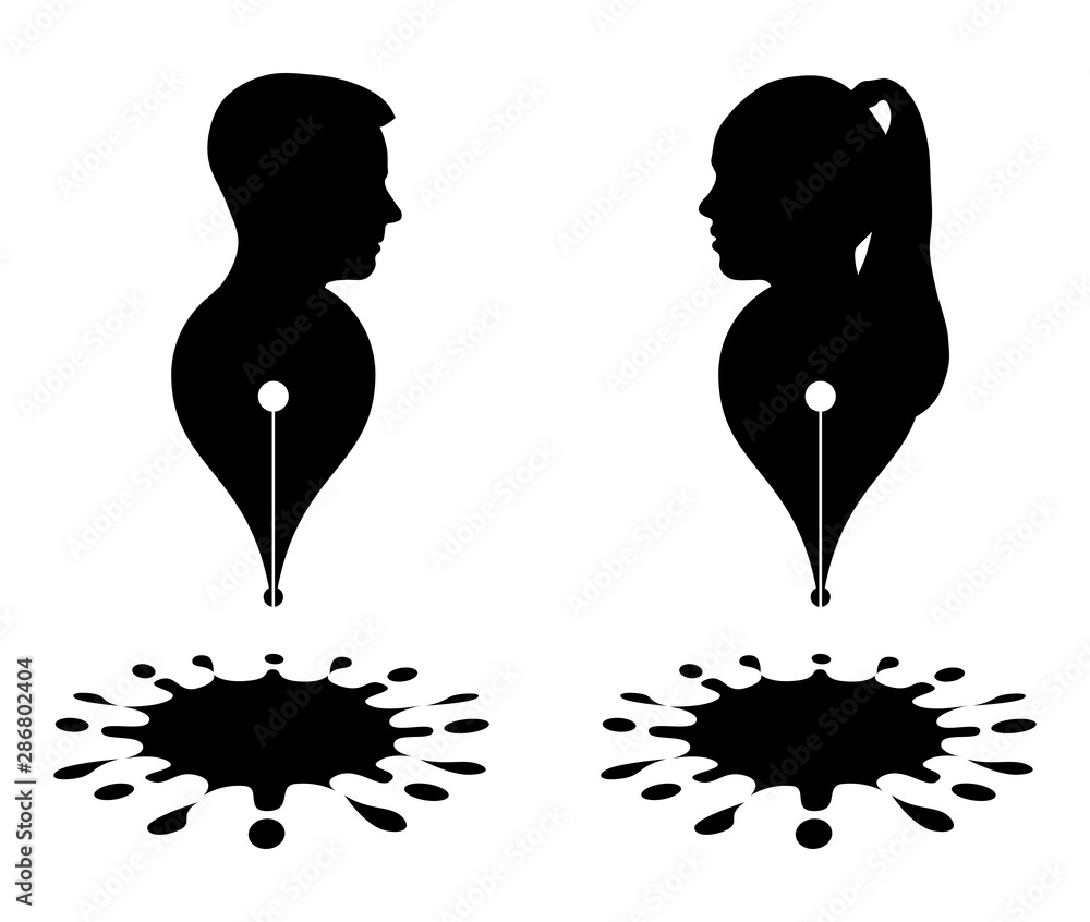 Abstract pen and paint splashes