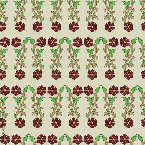 Indian kalamkari flower bail vector seamless