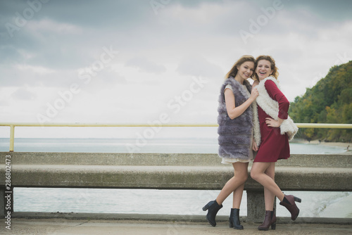Two fashionable women outdoor