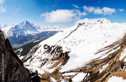 Snow on Alps mountain at Switzerland , looking from Sky cliff walk on First peak Grindelwald © mathisa