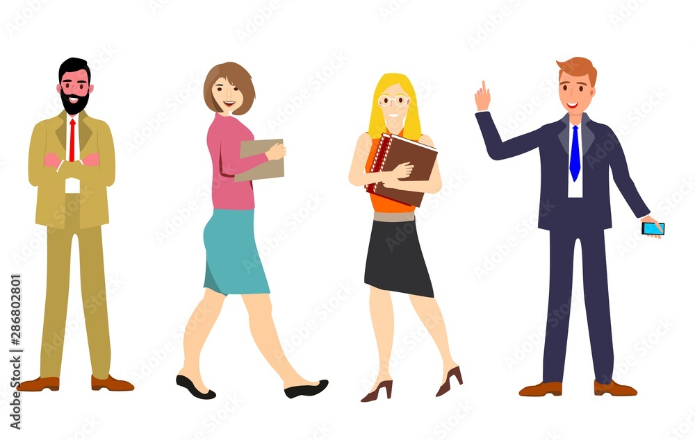 Modern corporate Office Group Of bussinessmen, isolated on white, Flat Vector Illustration