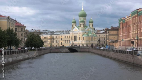 ST. PETERSBURG,  RUSSIA - AUGUST 4, 2019. Orthodox church on Rimsky-Korsakov Avenue, next to the Griboedova channel photo