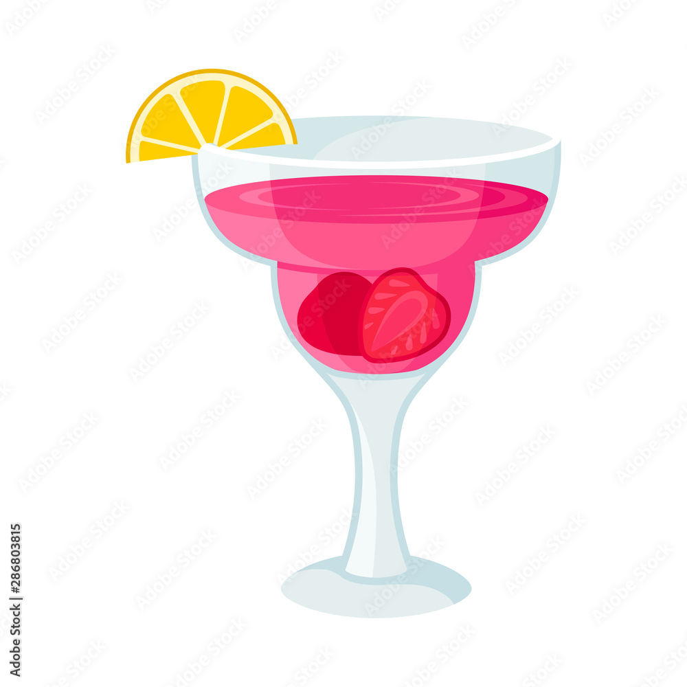 Pink drink in a glass on a high leg. Vector illustration on a white background. Pink drink in a glass on a high leg. Vector illustration on a white background.