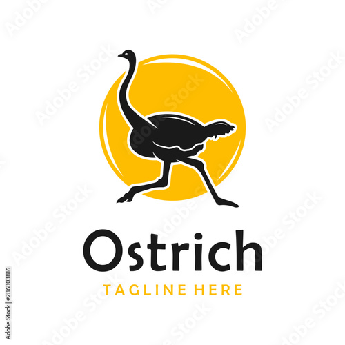 ostrich silhouette logo design template