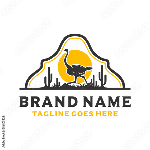 vintage ostrich logo design template