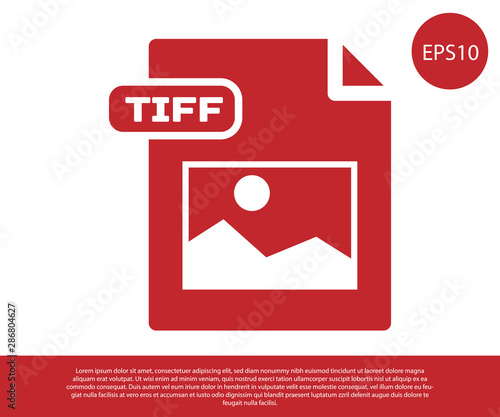 Red TIFF file document. Download tiff button icon isolated on white background. TIFF file symbol. Vector Illustration