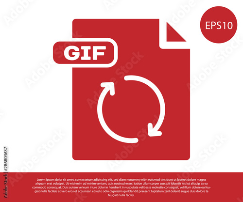 Red GIF file document. Download gif button icon isolated on white background. GIF file symbol. Vector Illustration