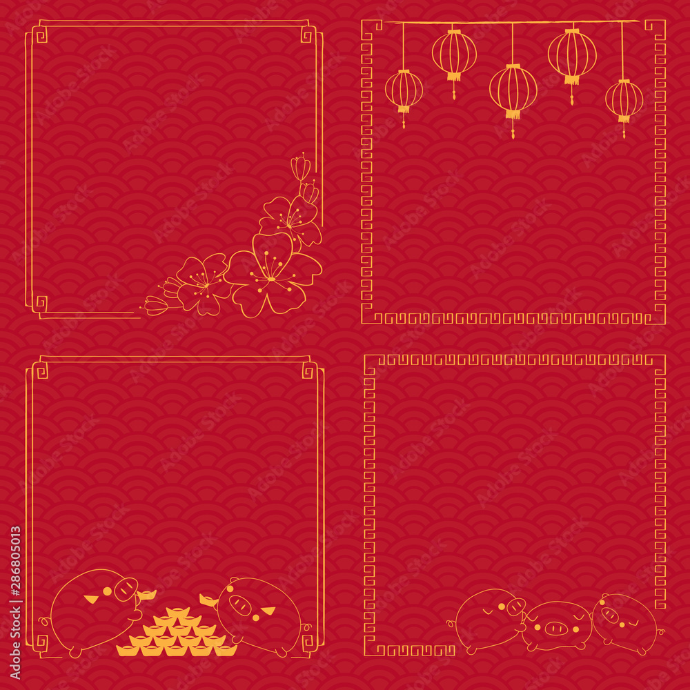 chinese new year wreath frame on traditional pattern background chinese new year wreath frame on traditional pattern background