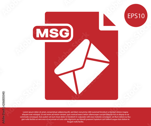 Red MSG file document. Download msg button icon isolated on white background. MSG file symbol. Vector Illustration