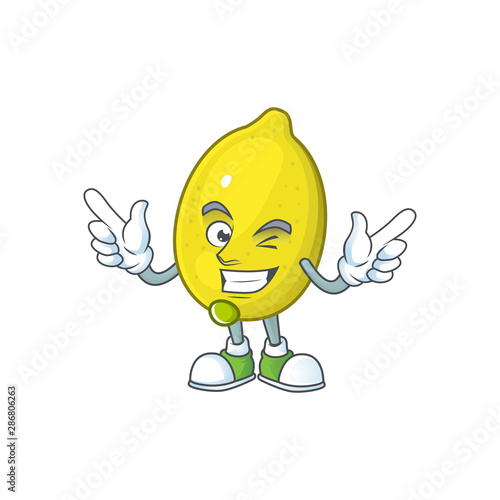 Wink lemon character with design cartoon mascot