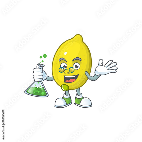 Professor lemon character with design cartoon mascot