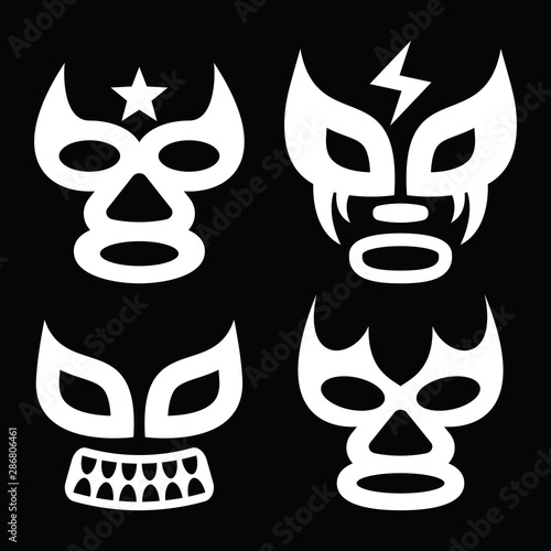 Lucha Libre faces vector design, luchador or luchadora graphics - Mexican wrestling traditinonal male and female mask set