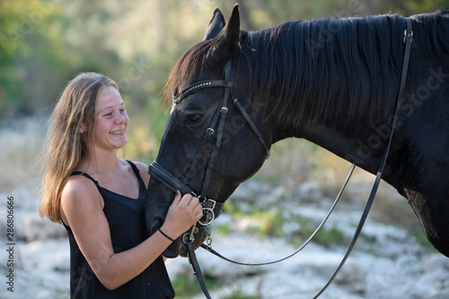 riding girl and horse