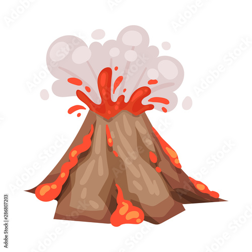 Fotografie, Tablou Volcano eruption. Vector illustration on a white background.