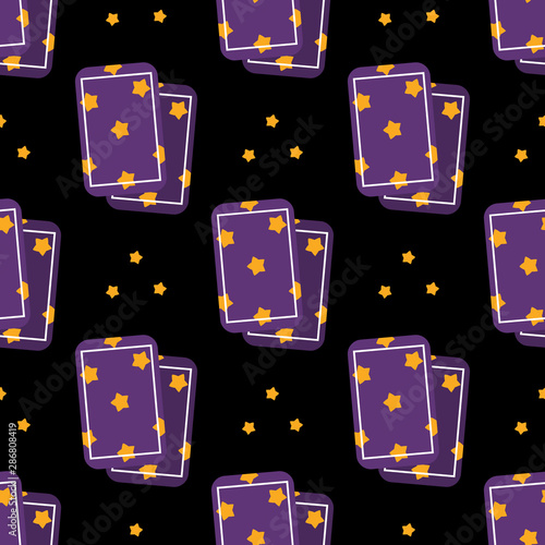 Vector seamless pattern background with tarot cards for magic, fortune telling design.