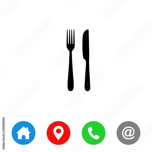 Fork and knife  eat icon symbol. Restaurant Icon vector