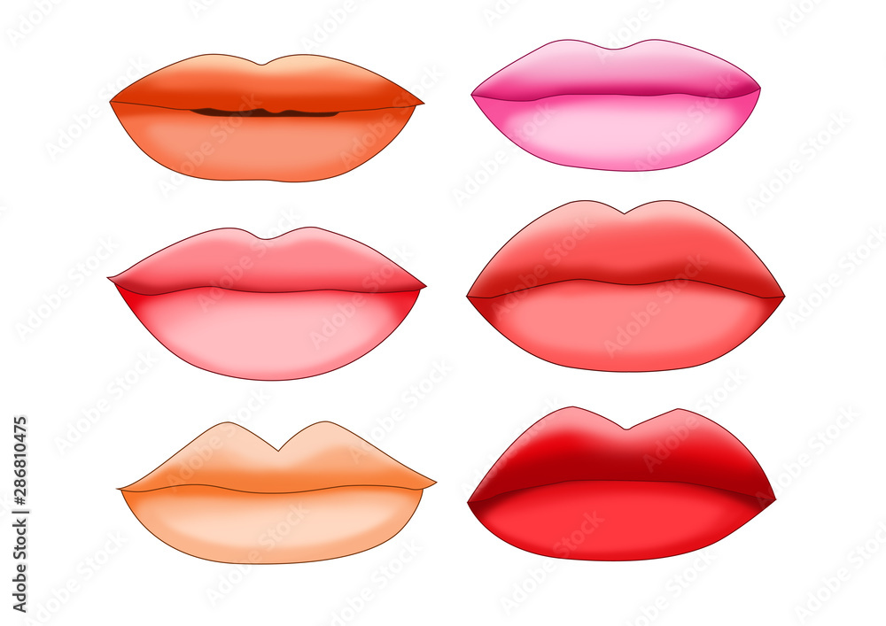 mouth Lips close up Design element isolated collection Stylish colorful different shades of lipstick Beauty Make up expressing different emotions art paint on white background mouth Lips close up Design element isolated collection Stylish colorful different shades of lipstick Beauty Make up expressing different emotions art paint on white background