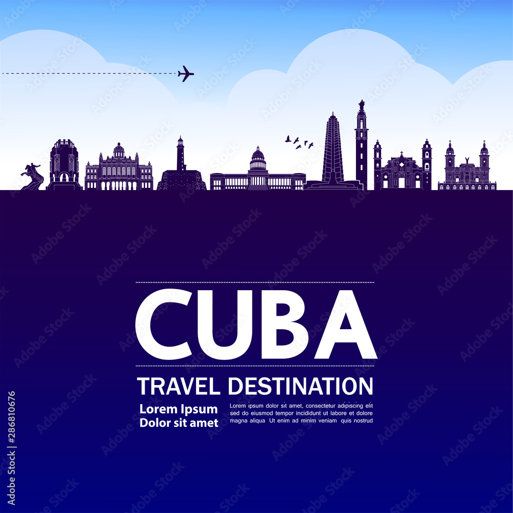 Cuba travel destination grand vector illustration.