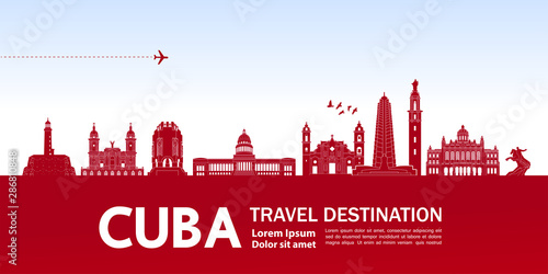 Cuba travel destination grand vector illustration.