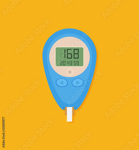 Blood Glucose Test. Home glucometer flat vector