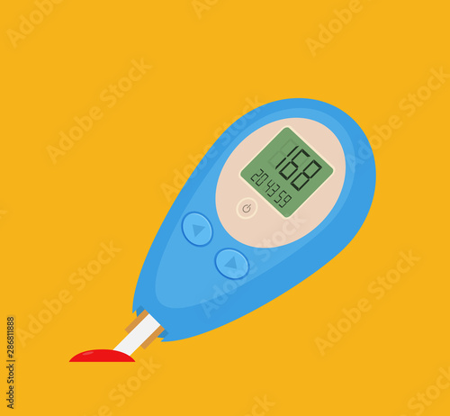 Blood Glucose Test. Home glucometer flat vector