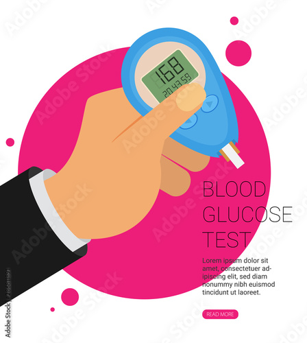 Blood Glucose Test. Home glucometer flat vector