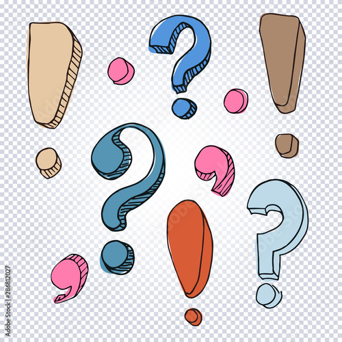 Hand drawn doodle punctuation marks set