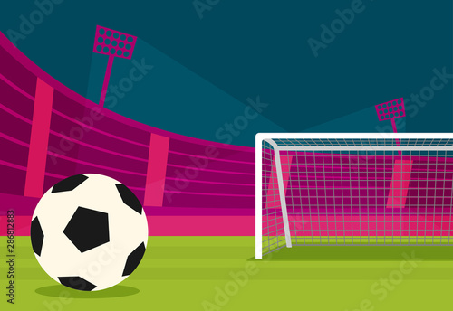 Background of football stadium vector flat design illustration.