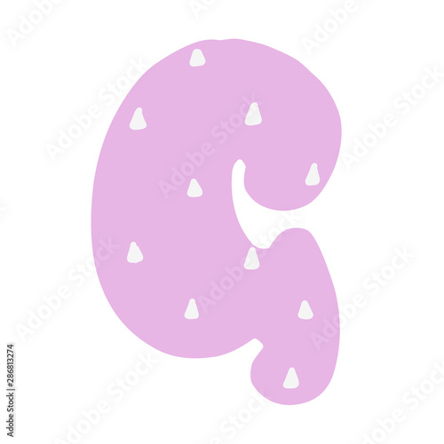 G Decorated letter. flat style. Cartoon children letter g