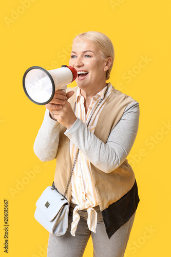 Screaming mature woman with...