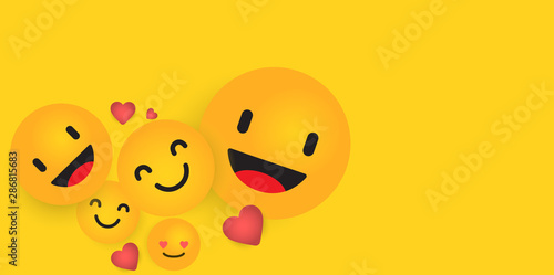 Smile emoticon background vector template. Emoji illustration.