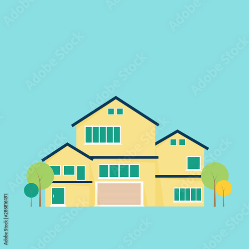 Houses exterior property vector illustration front view