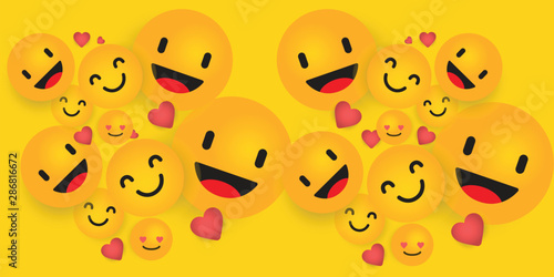 Smile emoticon background vector template. Emoji illustration.