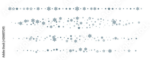 Christmas decoration. Winter holiday design element with snowflakes. Horizontal dividers collection. © IlayaStudio