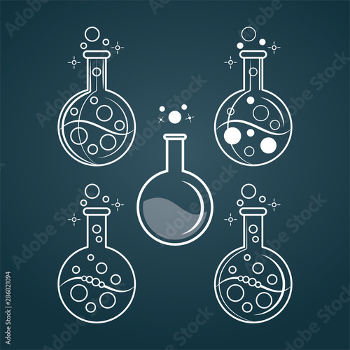 Test-tubes. Laboratory tubes vector illustrations. Flasks icons set. Laboratory test.