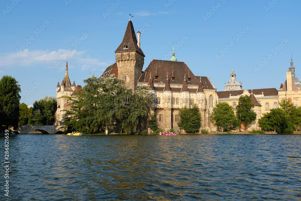 A castle in Budapest. View from the pond