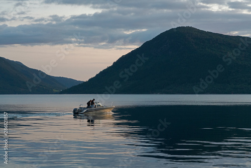 Tourist boat in fjords, Rosendal, Norway