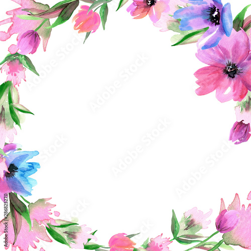 Wallpaper Mural Watercolor hand painted floral background. Invitation, greeting card Torontodigital.ca