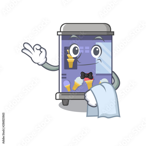 Waiter ice cream vending machine mascot shape