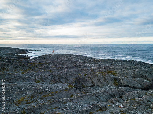 Aerial view of mini lighthouse on Hamningberg