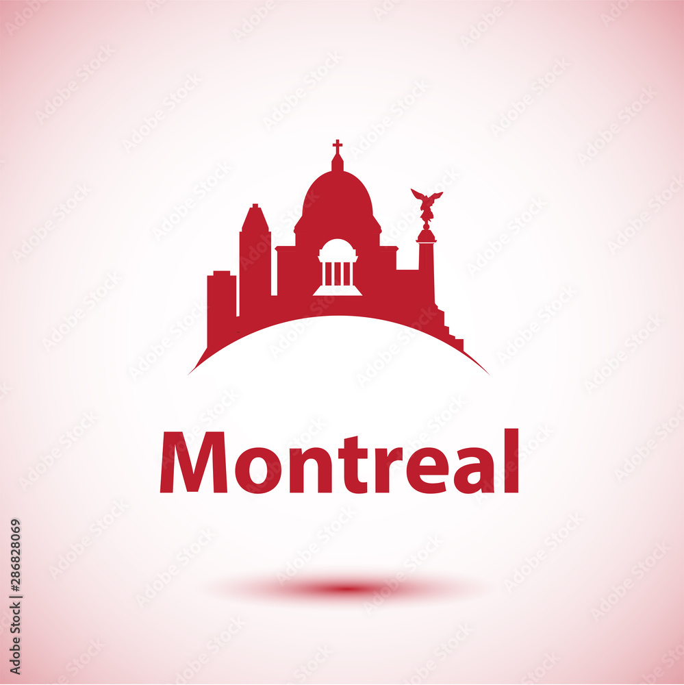Montreal Canada detailed silhouette. Trendy vector illustration, flat style. Stylish colorful landmarks. The concept for a web banner. St Joseph Oratory