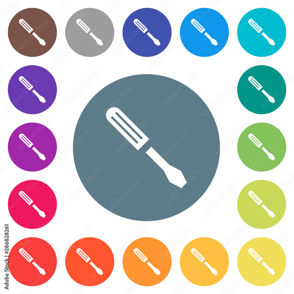 Single screwdriver flat white icons on round color backgrounds Single screwdriver flat white icons on round color backgrounds