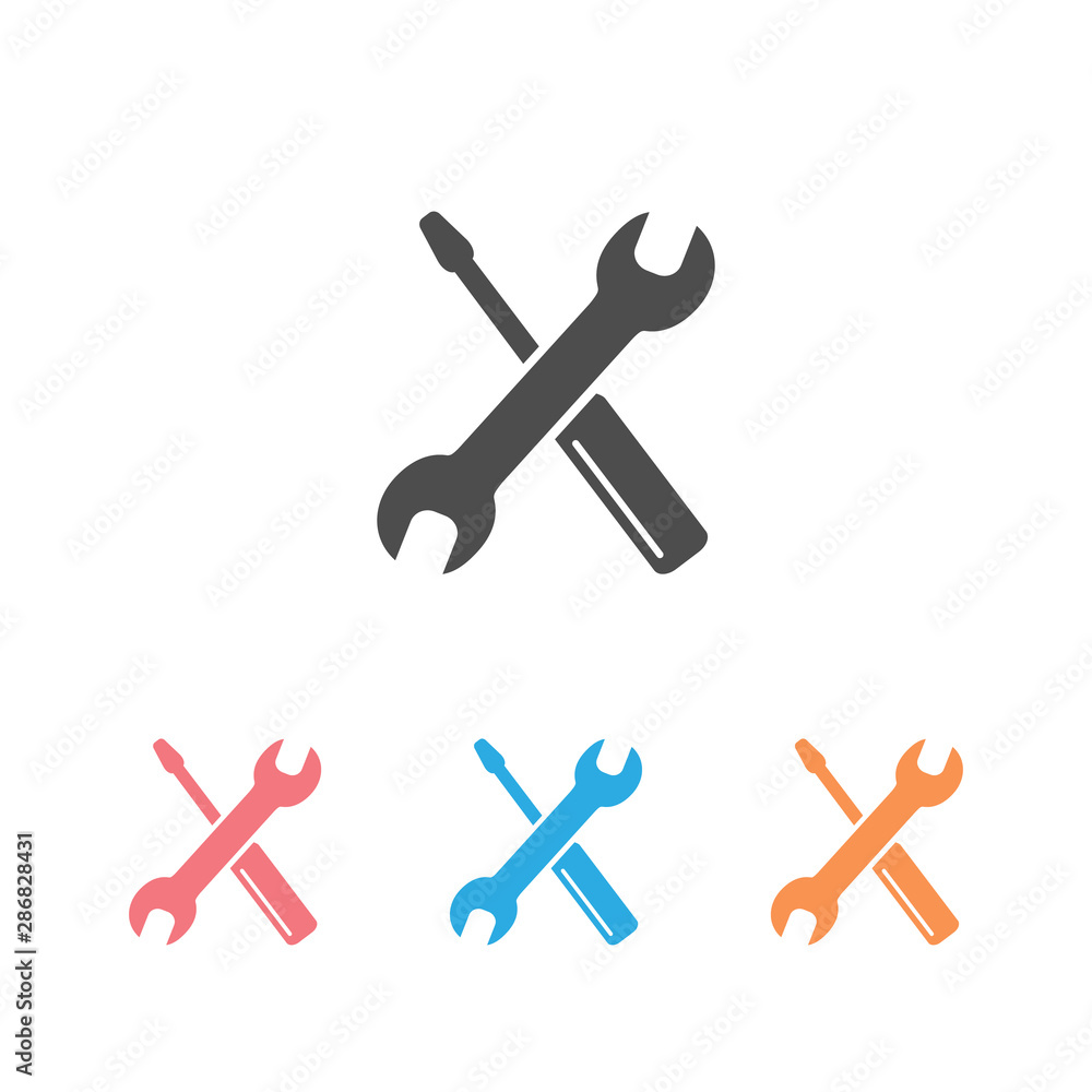 Screwdriver with key icon set symbol. Premium quality isolated equipment element in trendy style. Screwdriver with key icon set symbol. Premium quality isolated equipment element in trendy style.